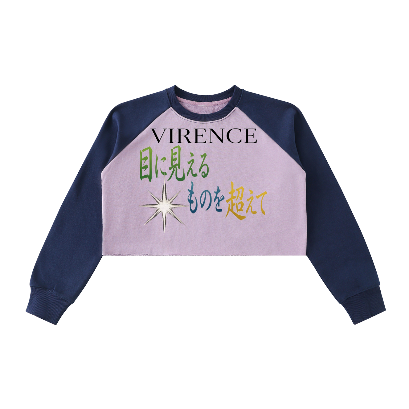 Raw-Hem Color-Block Raglan Crop Sweatshirt