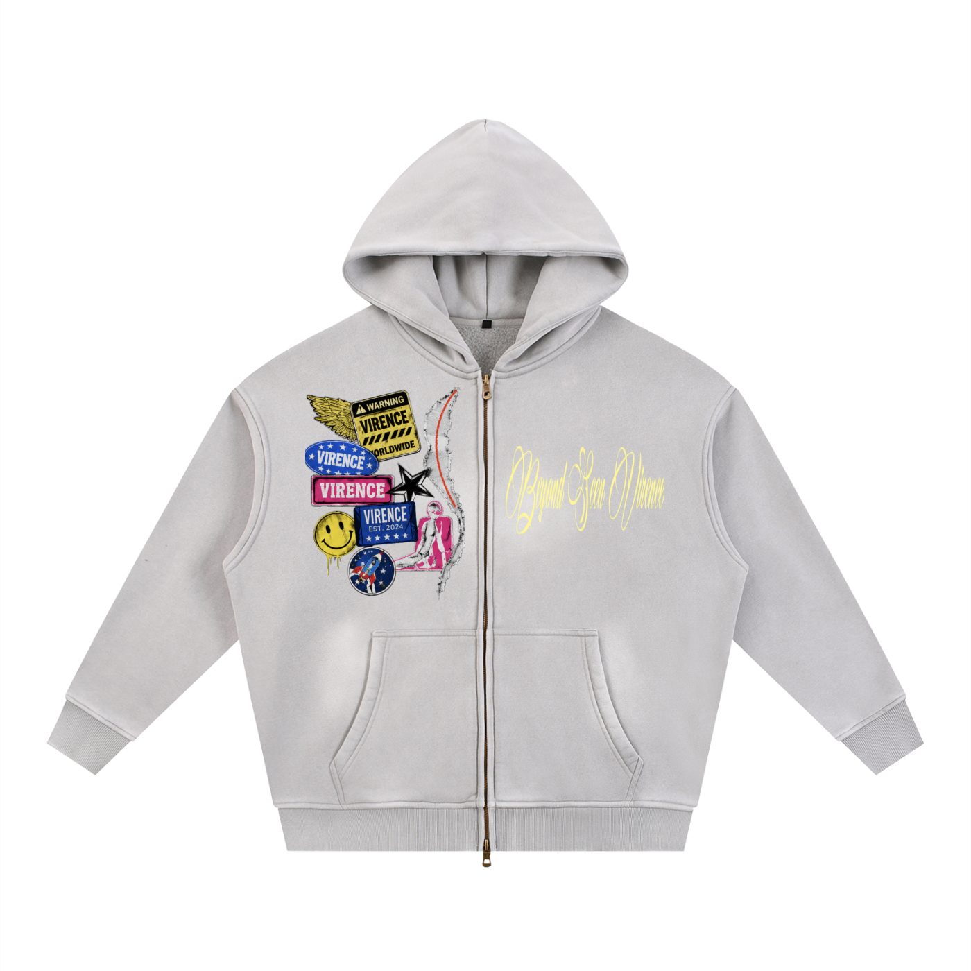 Sunfade Two-way Zipper Boxy Fleece Hoodie