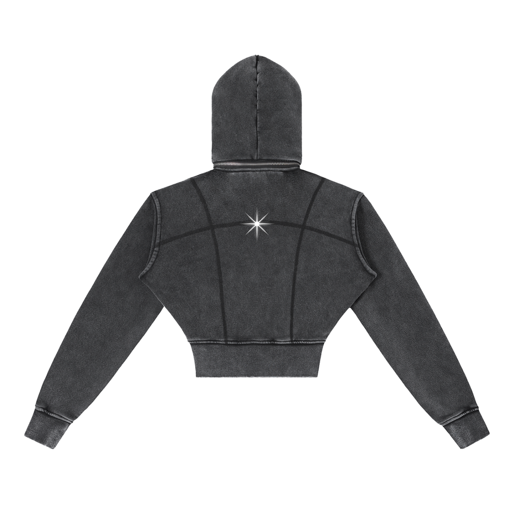 Vintage Washed Cropped Fleece Hoodie