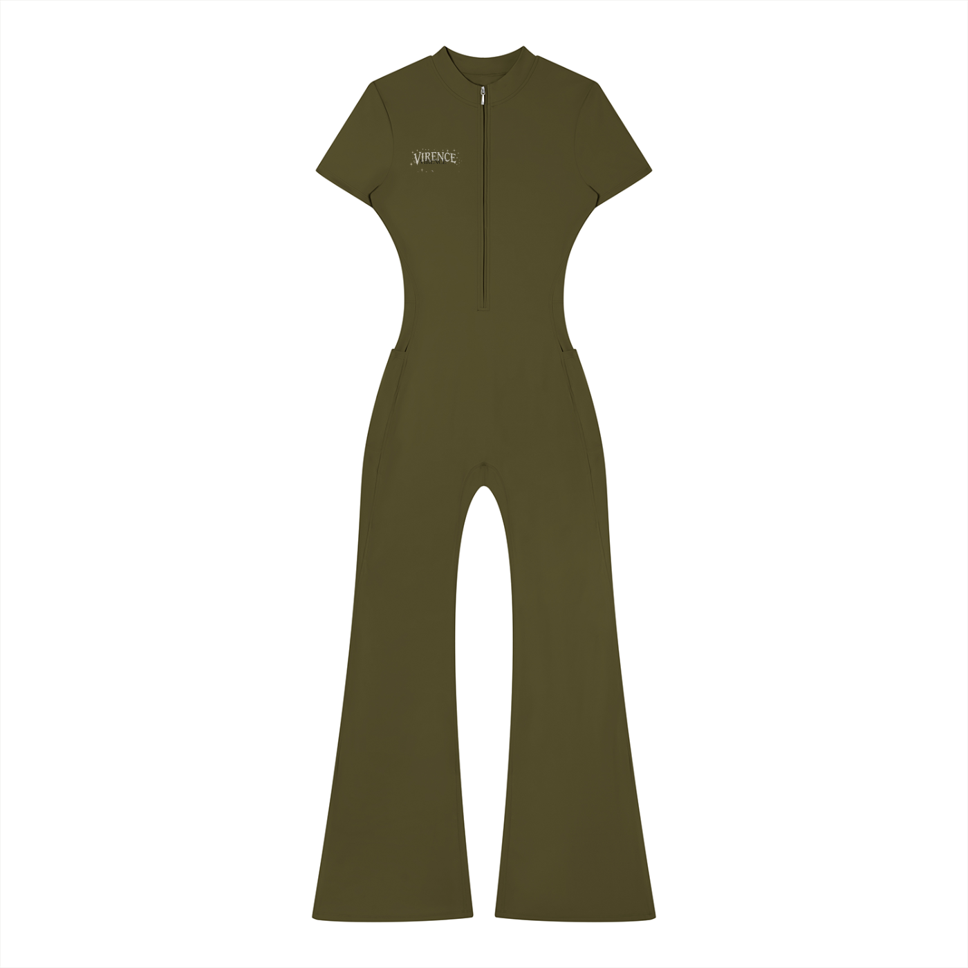 Women’s Tight Flared Leg Quarter-Zip Jumpsuit