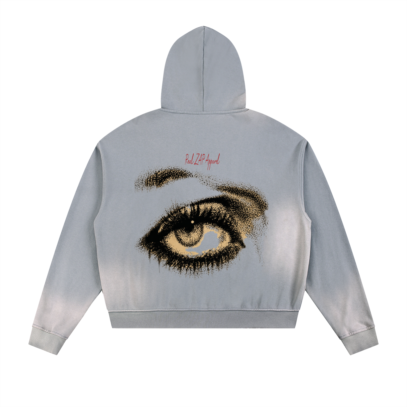 Sun Fade Frayed Raw Edge Fleece Zip Hoodie