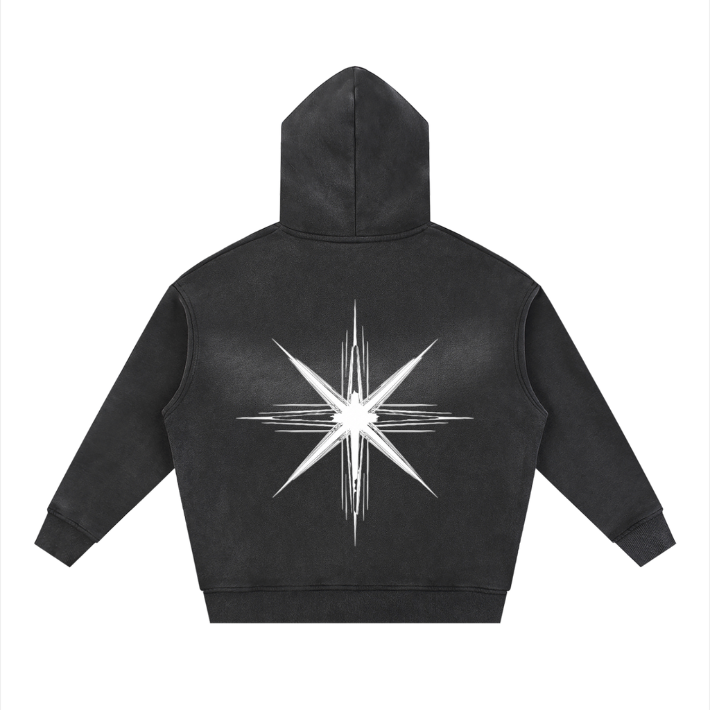 Sunfade Two-way Zipper Boxy Fleece Hoodie