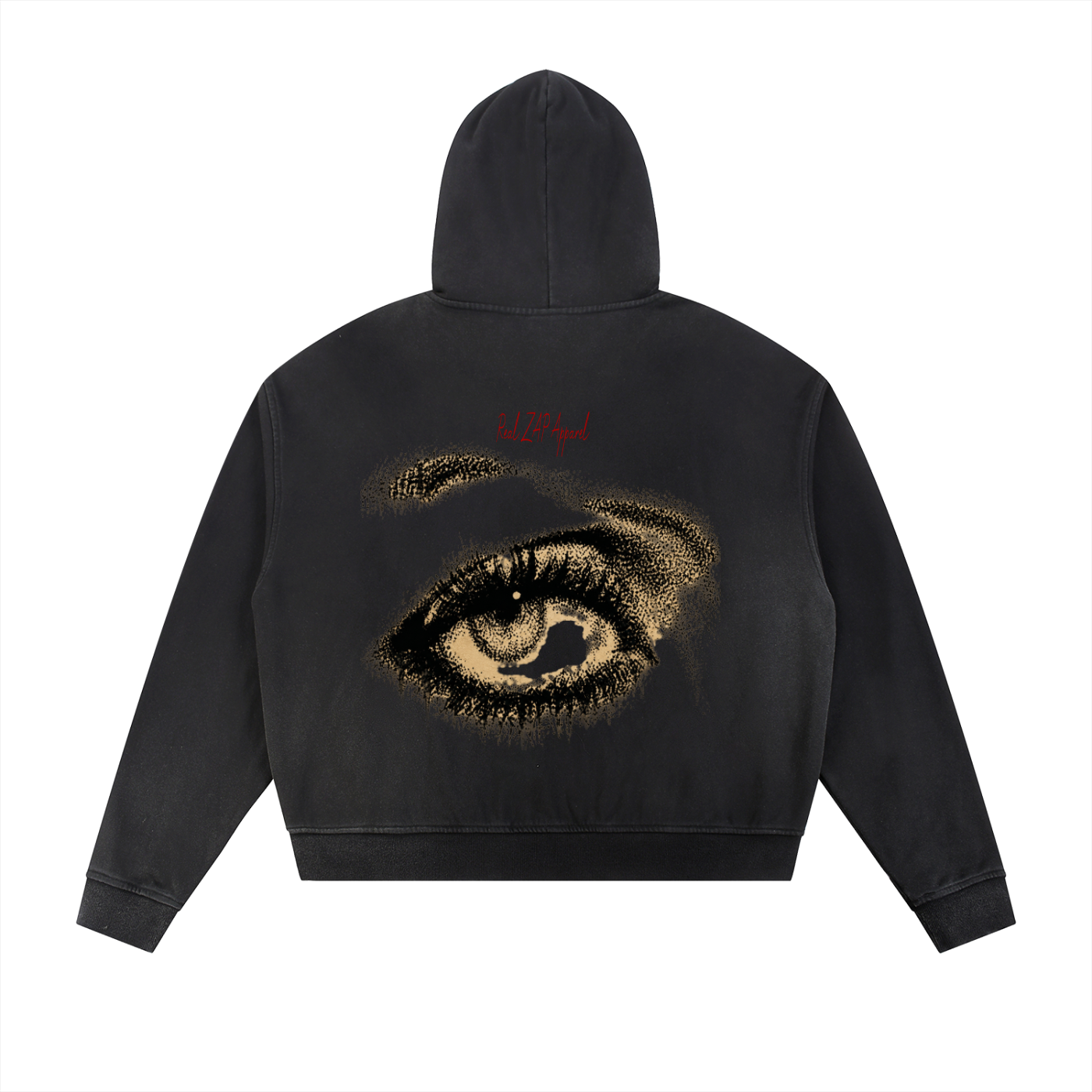 Sun Fade Frayed Raw Edge Fleece Zip Hoodie