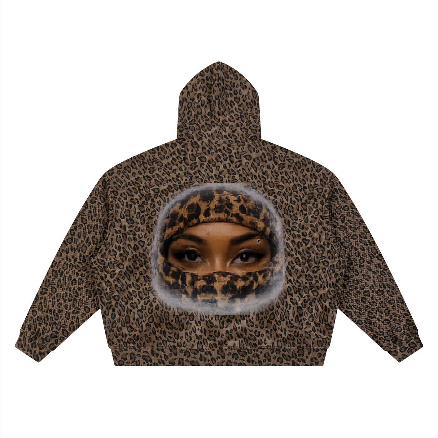 Unisex Leopard Print Waffle Full Zip Hoodie