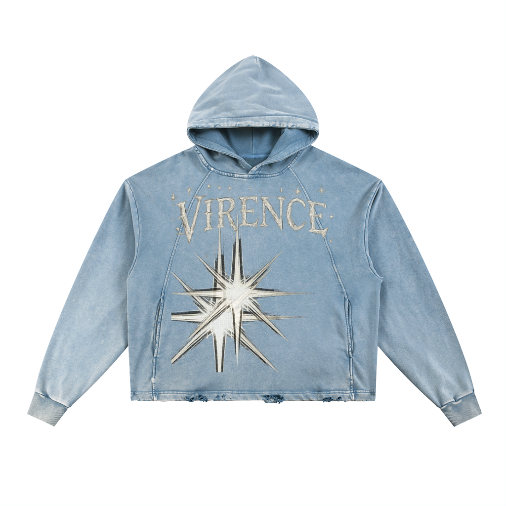 Vintage Washed Frayed-Hem Hoodie