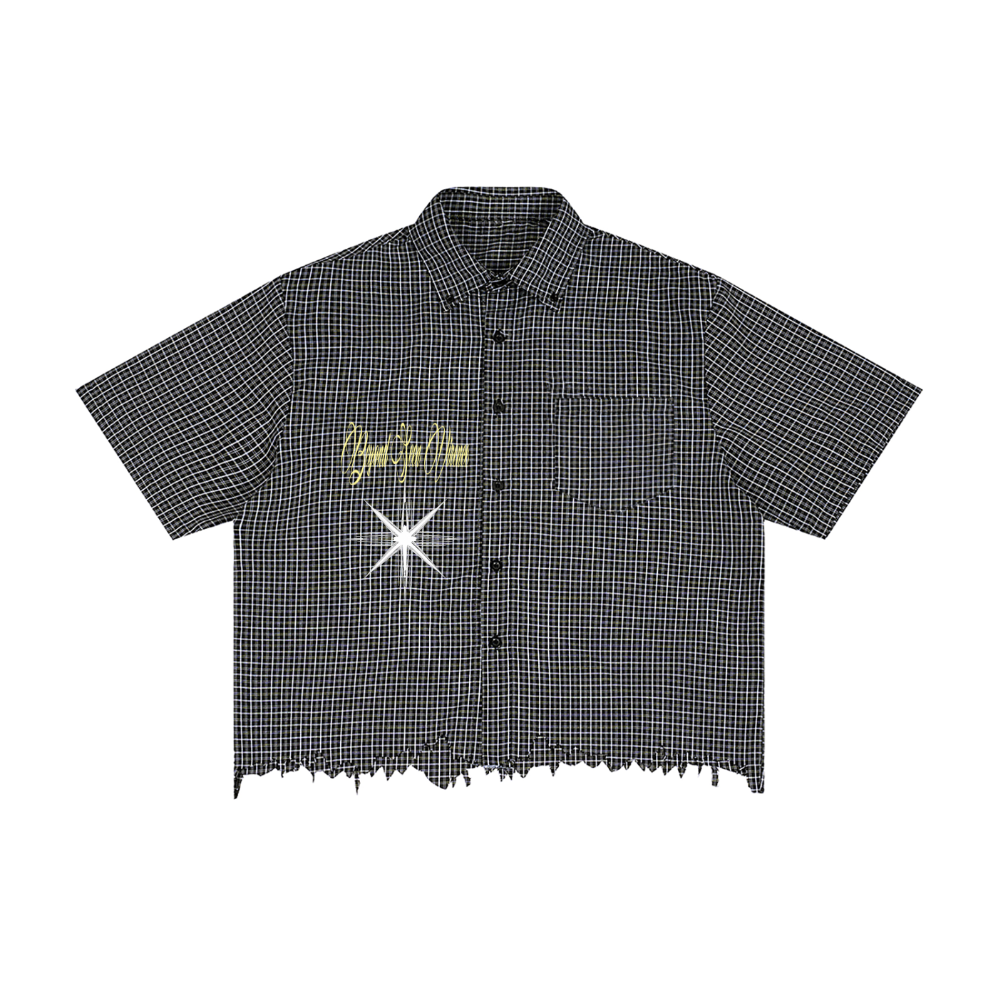 Unisex Distressed Plaid Boxy Shirt