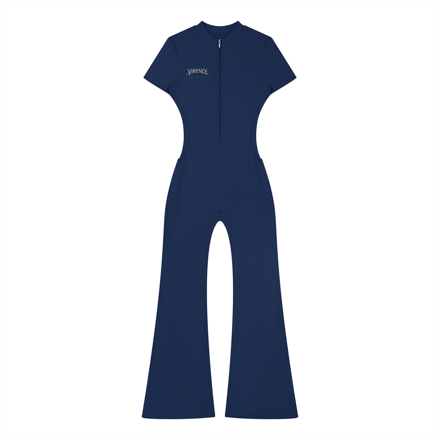 Women’s Tight Flared Leg Quarter-Zip Jumpsuit