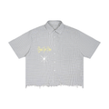 Unisex Distressed Plaid Boxy Shirt