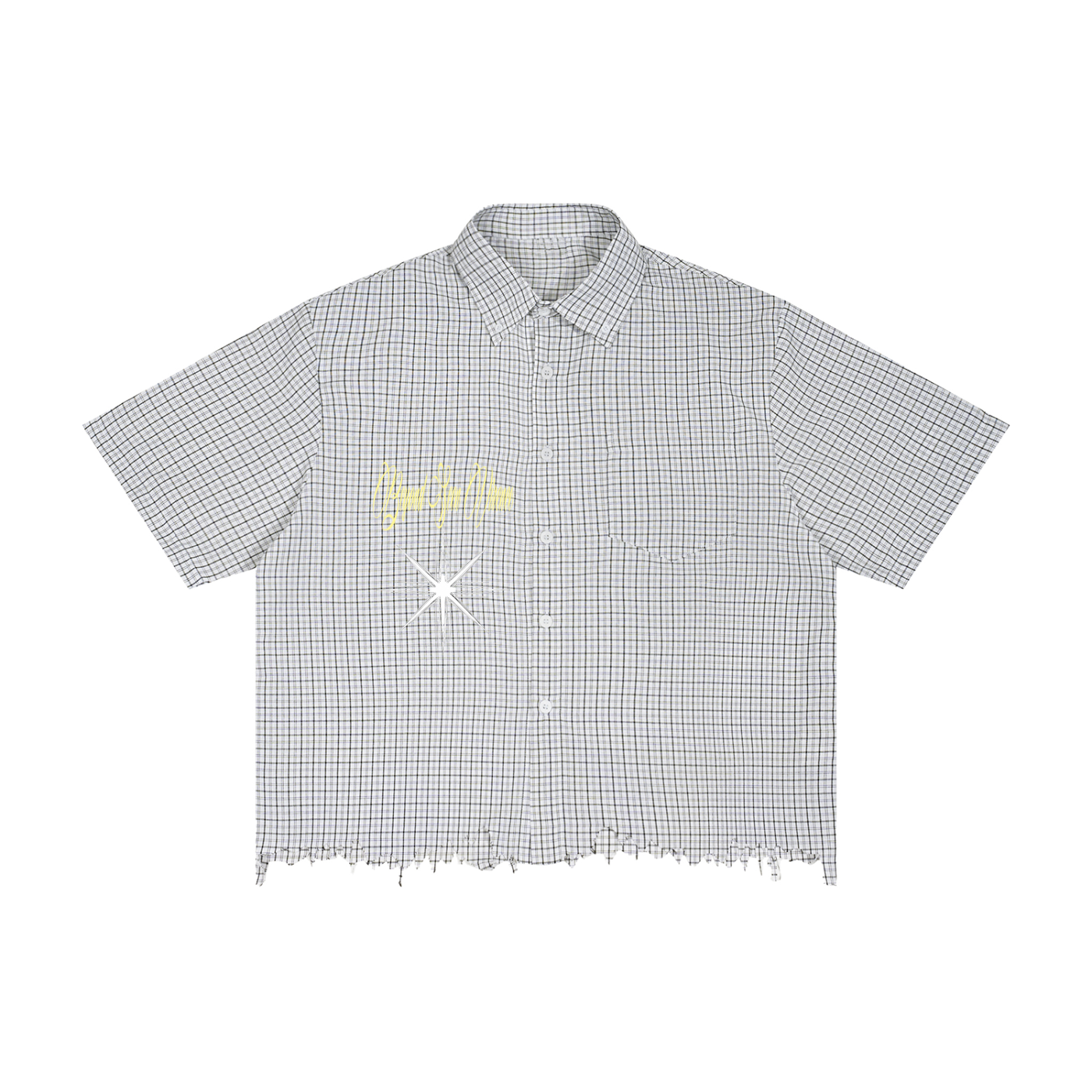 Unisex Distressed Plaid Boxy Shirt
