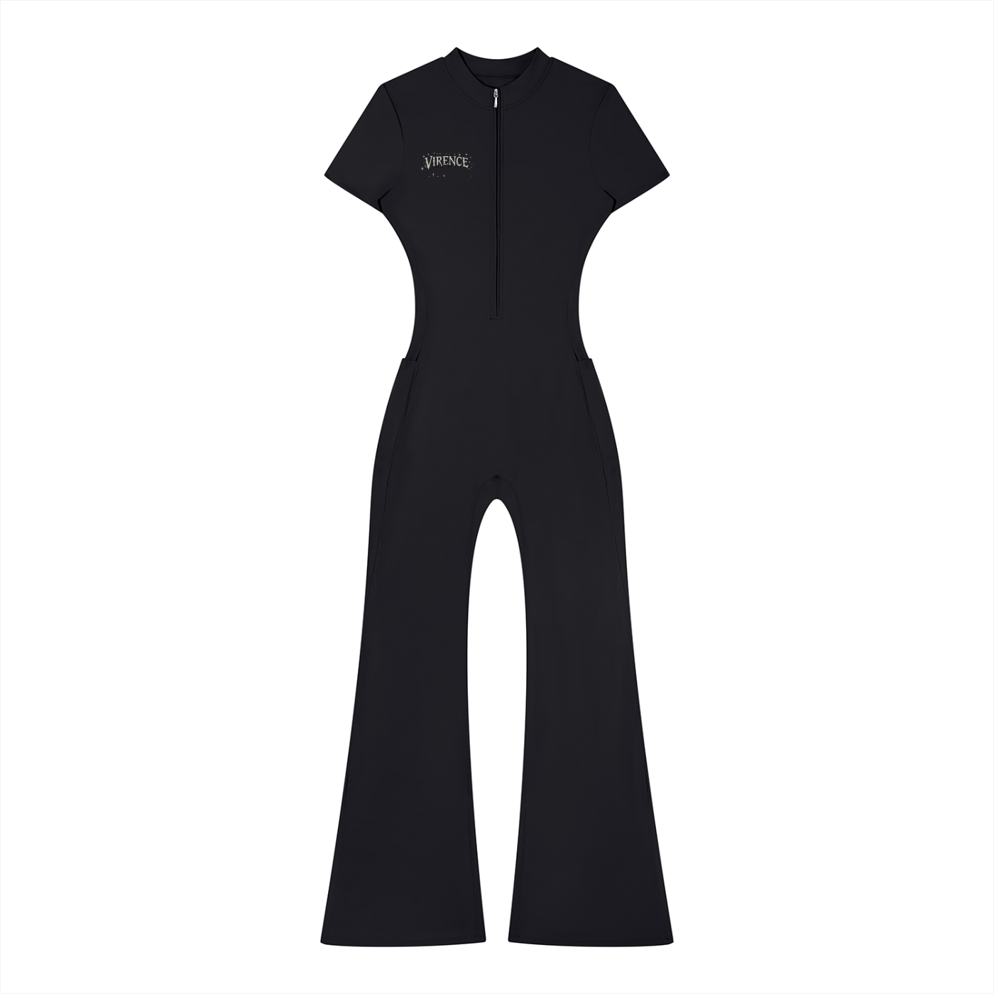 Women’s Tight Flared Leg Quarter-Zip Jumpsuit