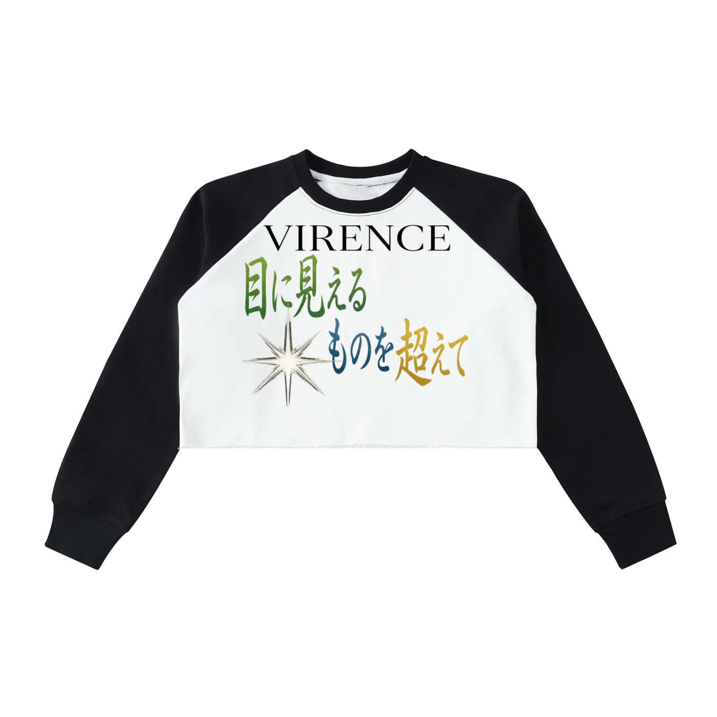 Raw-Hem Color-Block Raglan Crop Sweatshirt