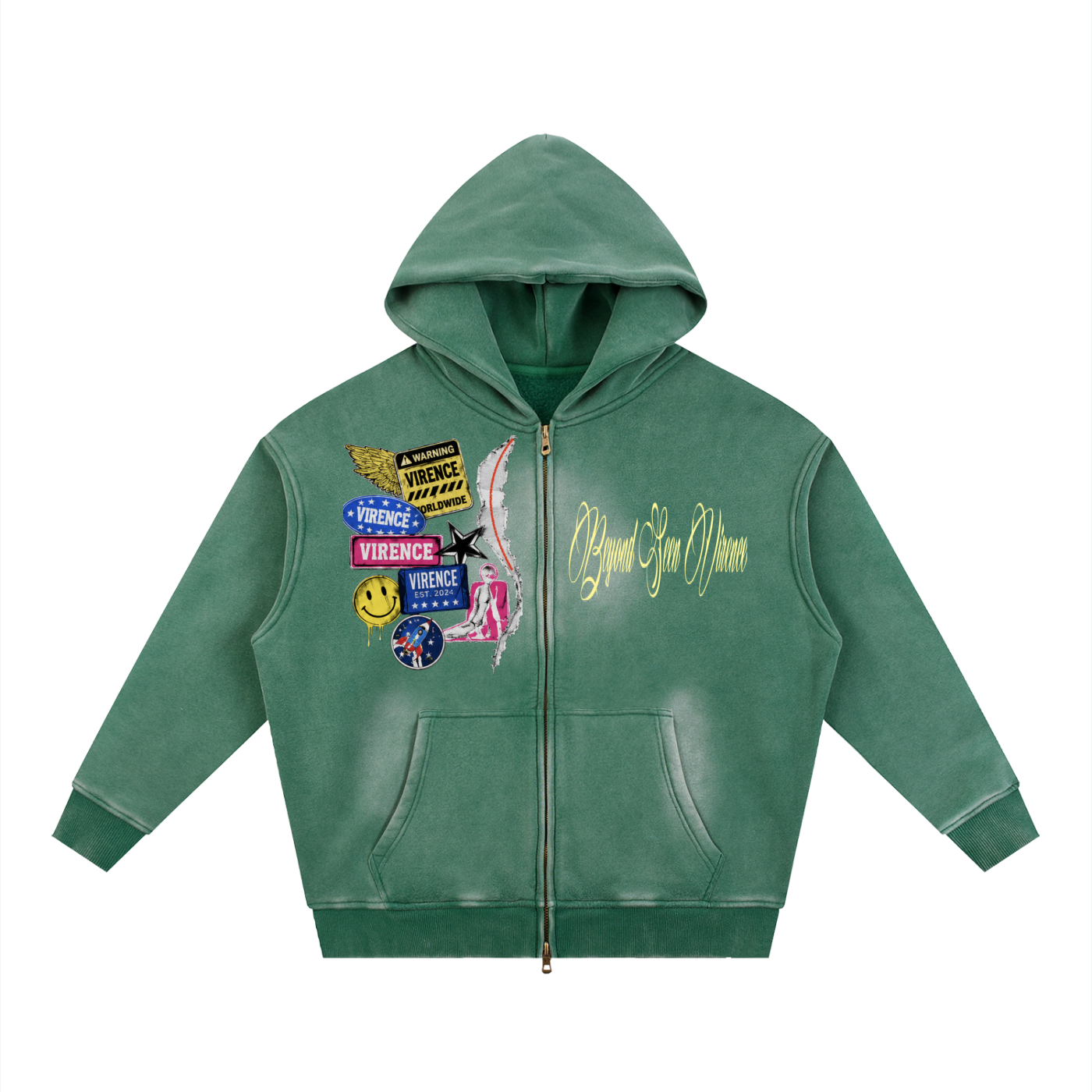 Sunfade Two-way Zipper Boxy Fleece Hoodie