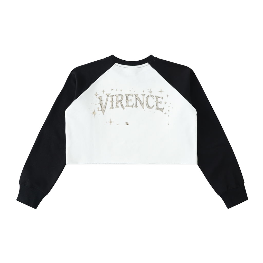 Raw-Hem Color-Block Raglan Crop Sweatshirt