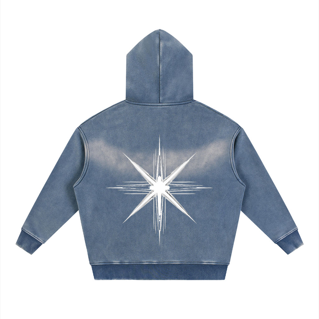 Sunfade Two-way Zipper Boxy Fleece Hoodie