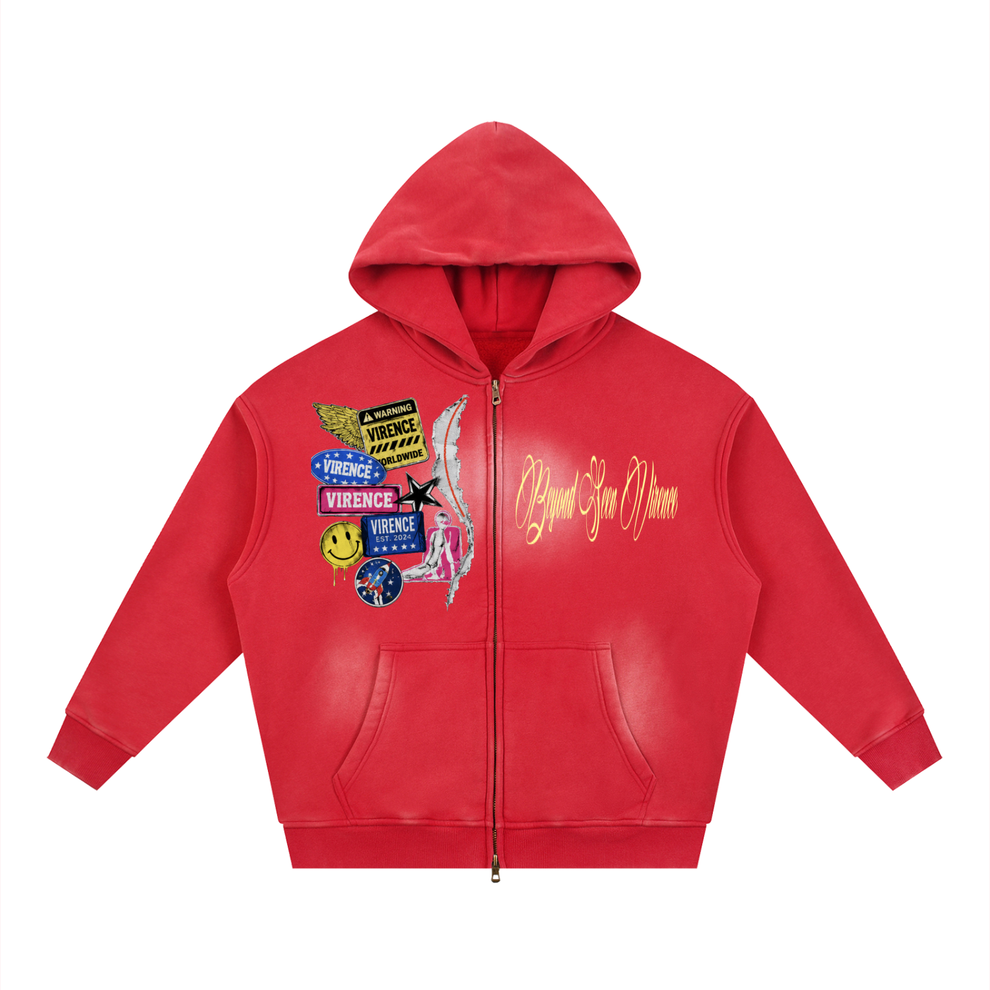 Sunfade Two-way Zipper Boxy Fleece Hoodie